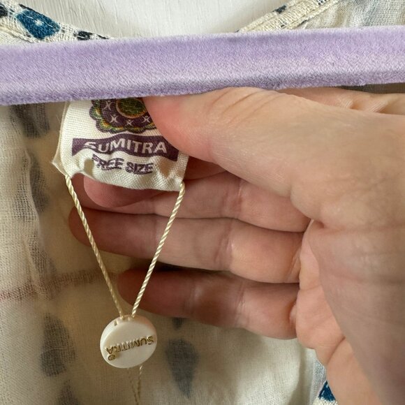 Sumitra Boho Cotton Tassel Shell Embellished Dress Free Size - Picture 7 of 11